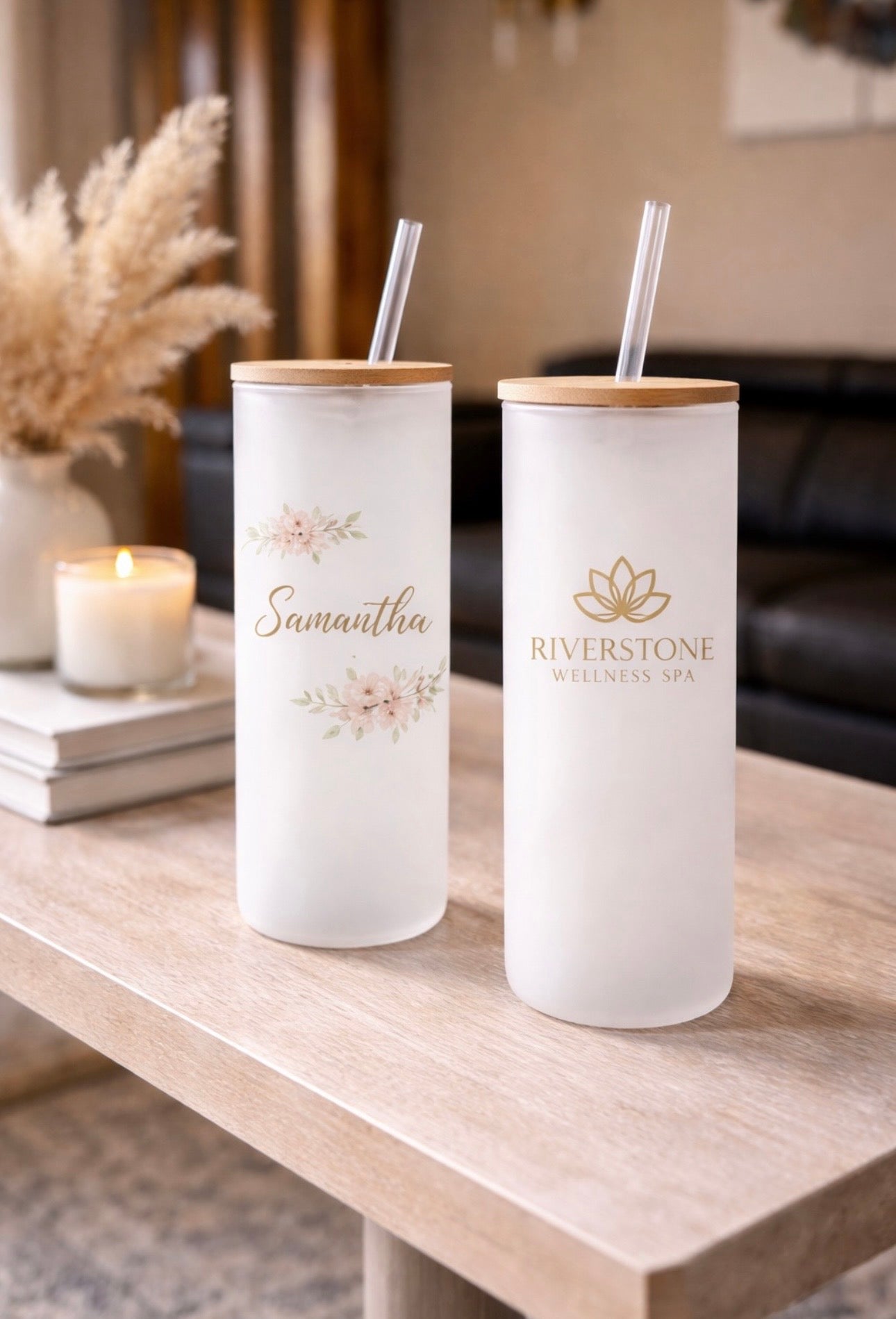 Premium Personalized Skinny Tumbler 20oz – Custom Bamboo Lid Edition