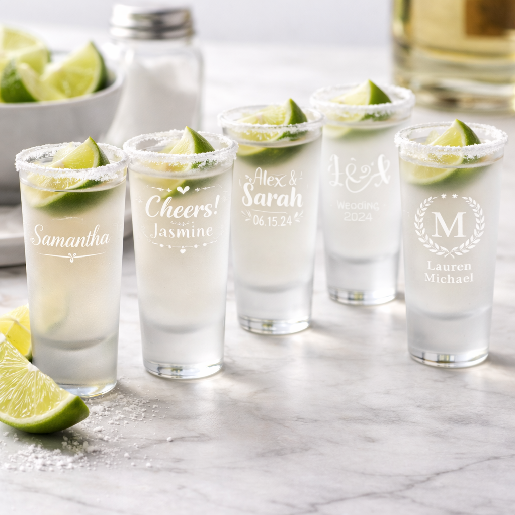 Set of 6 Frosted Personalized Shot Glasses